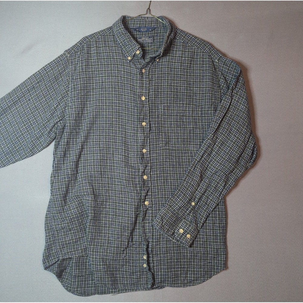 Great Northwest Mens XL Green Plaid 100% Cotton Long Sleeve Flannel Button Shirt